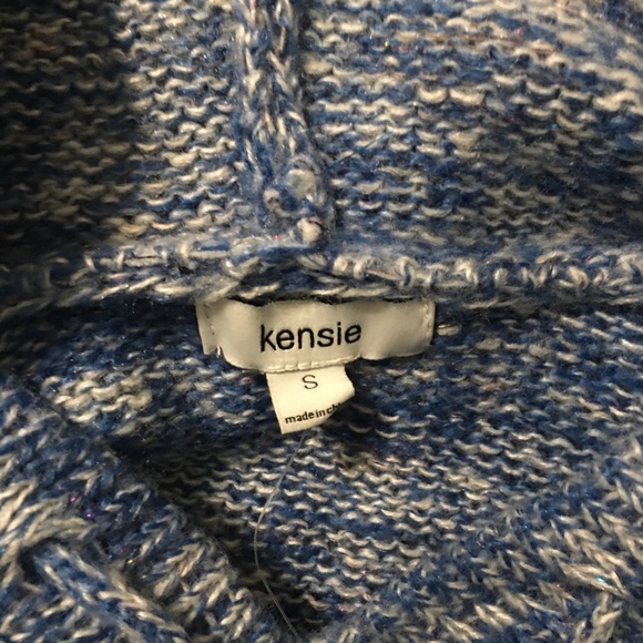 NWT Kensie Blue Metallic Hooded Sweater - Picture 4 of 5